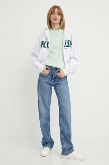 Футболка Tommy Jeans женская цвет зелёный DW0DW17383 Футболка Tommy Jeans женская цвет зелёный DW0DW17383