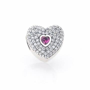 Серебряный шарм "Сердечко" с фианитами 132669м Серебряный шарм "Сердечко" с фианитами 132669м