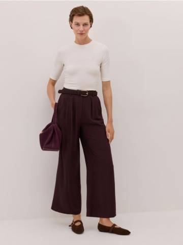 Reserved - Штани з віскозою Circulose® - темно коричневий - 143GN-89X