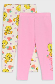Набір з 2 бавовняних легінсів Looney Tunes - кремовий
