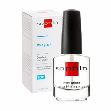 Верхнее покрытие, сушка, суперблеск для ногтей Sophin Wet Glaze Top, 12 мл Верхнее покрытие, сушка, суперблеск для ногтей Sophin Wet Glaze Top, 12 мл