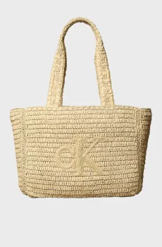 Женский бежевый шоппер BOLD RAFFIA MEDIUM Бежевый ONESIZE Calvin Klein LV04F3447G