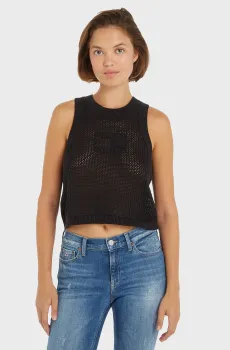 Женский черный топ TJW OPEN STITCH FLAG Черный L Tommy Jeans DW0DW18336