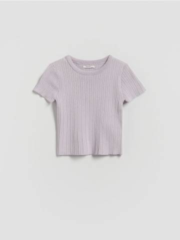 Reserved - Блузка з трикотажу в рубчик - лавандовий - 748FH-04X Reserved - Блузка з трикотажу в рубчик - лавандовий - 748FH-04X