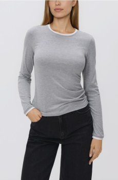 Reserved - Лонгслив с контрастной каймой - світло-сірий - 491KL-09M