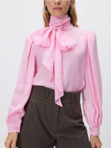 Reserved - Блузка з завязаною хусткою - рожевий - 095IC-30X