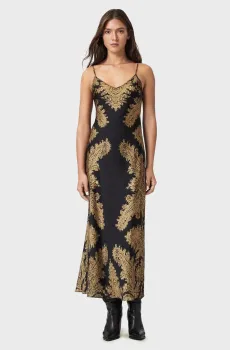 Женское черное платье с узором BRYONY Черный 10 AllSaints W131DD