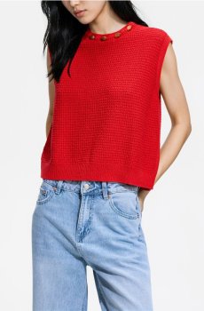 Reserved - LADIES` SWEATER - перцевий червоний - 156JA-29X