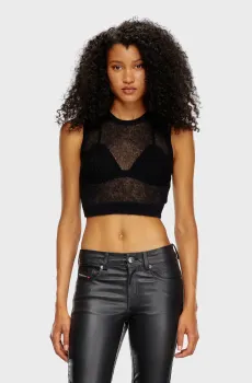 Женский черный шерстяной топ M-AROSTICA Черный XS Diesel A14839 0SKAX