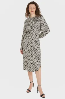 Женское платье с узором AMD FLUID WAISTED MIDI Разноцветный XS Tommy Hilfiger WW0WW41020