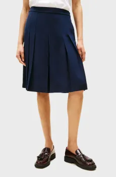 Женская темно-синяя плиссированная юбка TWILL PLEATED Синий L Tommy Hilfiger WW0WW46796