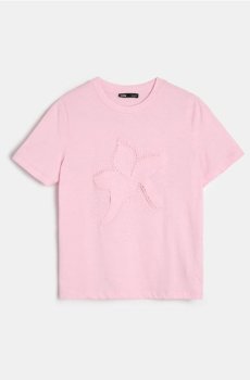 Футболка з квітковим принтом - рожевий