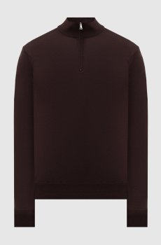 Коричневый джемпер из шерсти мериноса с молнией