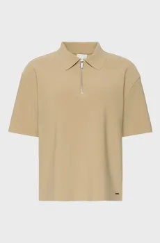 Женское бежевое поло TAILORED COLLAR ZIP Бежевый S Calvin Klein LV044E241G