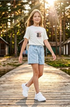 Джинсові шорти із зав’язкою - синій