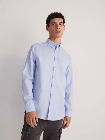 Reserved - Сорочка regular fit з бавовни - блідо-блакитний - ZU329-05X Reserved - Сорочка regular fit з бавовни - блідо-блакитний - ZU329-05X