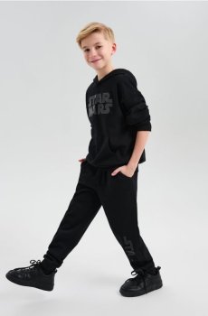 Світшот із блискучим силіконовим принтом Star Wars - чорний