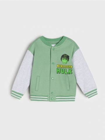 Розпашна толстовка з принтом на спині Hulk - green spruce Розпашна толстовка з принтом на спині Hulk - green spruce