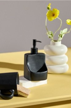 Керамічний дозатор для мила з місцем для губки - чорний