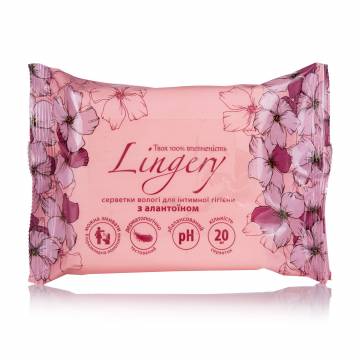 Влажные салфетки для интимной гигиены Lingery, с аллантоином, 20 шт Влажные салфетки для интимной гигиены Lingery, с аллантоином, 20 шт