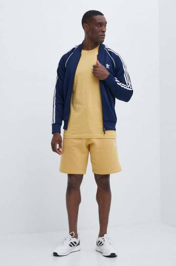 Хлопковая футболка adidas Originals мужская цвет жёлтый однотонная IR9695 Хлопковая футболка adidas Originals мужская цвет жёлтый однотонная IR9695