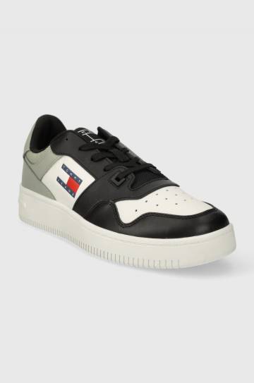 Кожаные кроссовки Tommy Jeans TJM RETRO BASKET ESS цвет чёрный EM0EM01395 Кожаные кроссовки Tommy Jeans TJM RETRO BASKET ESS цвет чёрный EM0EM01395