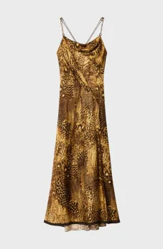 Женское желтое платье с узором CLAIRE Желтый 10 AllSaints W002DF