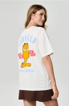 Бавовняна футболка з принтом Garfield - кремовий