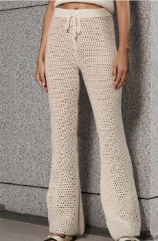 Трикотажні штани з широкими штанинами - кремовий