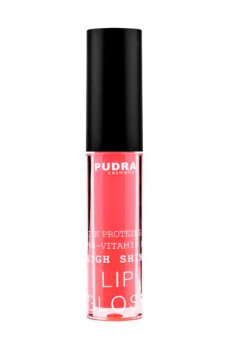 Блеск для губ Pudra Cosmetics High Shine Lip Gloss с протеинами шелка та провитамином B5, 06 Hot Pink, 2.5 г