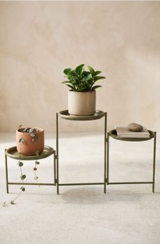 Регульований триповерховий залізний підставка для квітів - бежевий