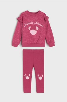 Бавовняний комплект: світшот і легінси Minnie Mouse - пурпуровий