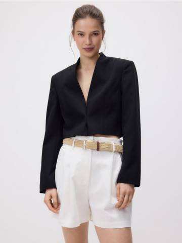 Reserved - Шорти з плетеним ременем - білий - 169BP-00X