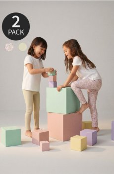 Набір з 2 бавовняних легінсів - різнобарвний