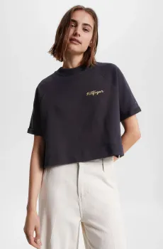 Женская темно-синяя футболка RLX RAGLAN ROPE H PEACH TERRY SS Синий XS Tommy Hilfiger WW0WW38693