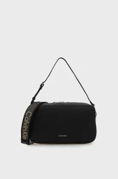 Женская черная сумка WEBBING 2X STRAP LG CAMERA Черный ONESIZE Calvin Klein LV04F3642G