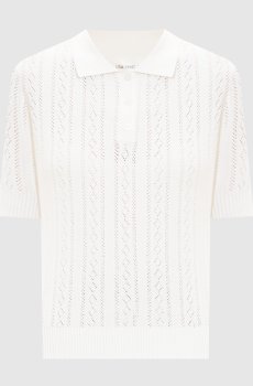 Белое поло Cristine с кашемиром в узор
