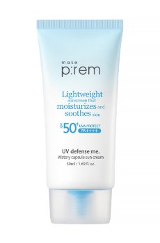 Уценка! Солнцезащитный крем для лица Make P:rem UV Defense Me Watery Capsule Sun Cream SPF 50+ PA++++, 50 мл