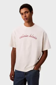 Мужская белая футболка CENTER CHAIN STITCH Белый XL Calvin Klein Jeans LV04RC225G