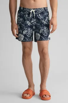 Мужские темно-синие плавательные шорты с узором CF TROPICAL LEAVES PRINT SW Синий S Gant 922316004
