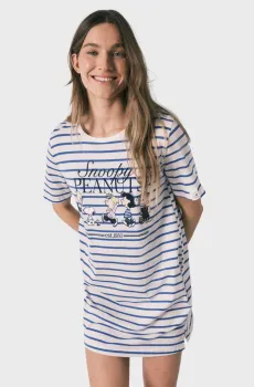 Женская ночная рубашка в полоску Snoopy Разноцветный XL womensecret 4443620