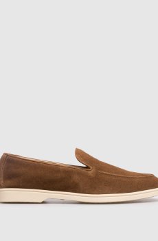 Коричневые замшевые лоферы с логотипом