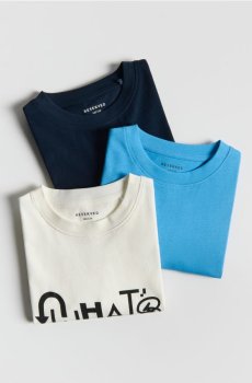 Reserved - Бавовняна футболка, набір з 3 - кремовий - 875HR-01X