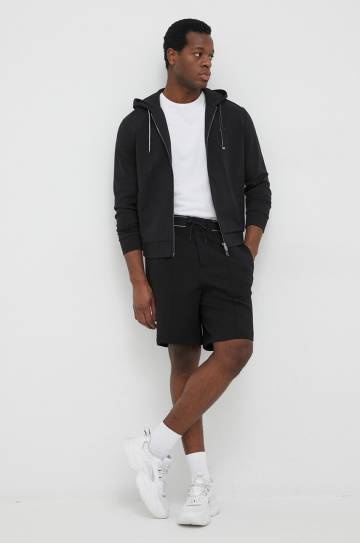 Кофта Emporio Armani мужская цвет чёрный с капюшоном однотонная Кофта Emporio Armani мужская цвет чёрный с капюшоном однотонная