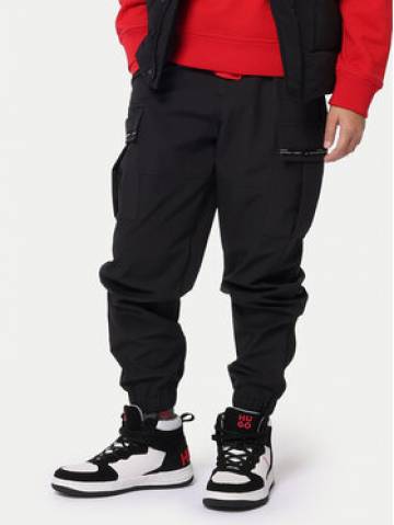 Hugo Штани з тканини G00176 D Чорний Loose Fit Hugo Штани з тканини G00176 D Чорний Loose Fit
