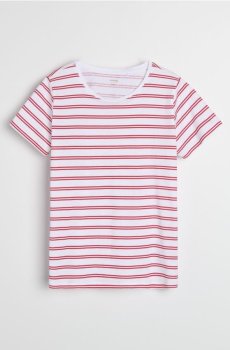 Бавовняна футболка в смужку - червоний
