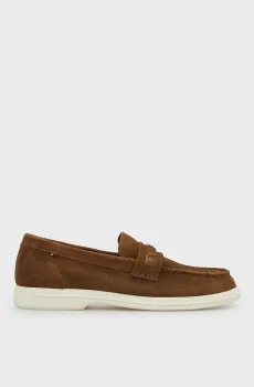Мужские коричневые замшевые лоферы LIGHT FLAG HARDWARE Коричневый 45 Tommy Hilfiger FM0FM05897