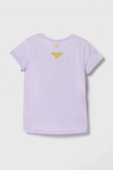 Детская хлопковая футболка United Colors of Benetton цвет фиолетовый