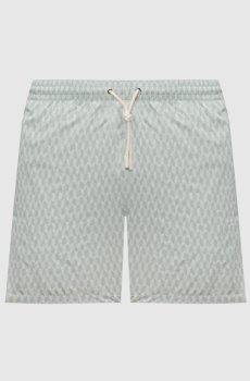 Зеленые шорты для плавания в брендовый принт