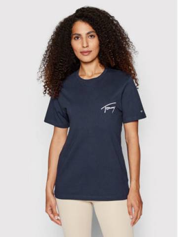 Tommy Jeans Футболка Signature DW0DW12940 Cиній Relaxed Fit Tommy Jeans Футболка Signature DW0DW12940 Cиній Relaxed Fit